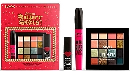 Set - NYX Professional Gimme Super Stars Glam Side (mascara/10ml + lipstick/3.5g + eye/palette/13.28g) — photo N1