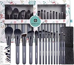 Makeup Brush Set, 15 pcs - Eigshow Beauty Eigshow Makeup Brush Kit In Gift Box Agate Grey — photo N1