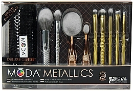 Fragrances, Perfumes, Cosmetics Makeup Brush Set, 10 pcs - Royal & Langnickel Moda Metallics Deluxe Gift Set