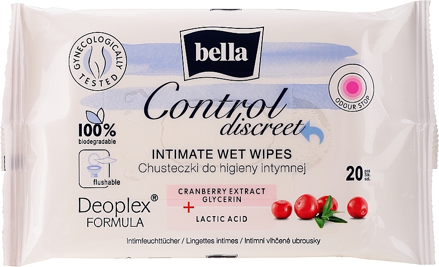 Intimate Hygiene Wet Wipes, 20 pcs. - Bella Control Discreet intimate Wet Wipes — photo N2