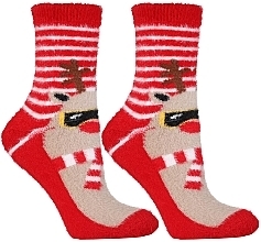 Fragrances, Perfumes, Cosmetics Women Socks with Christmas Motif 'Deer', red - Moraj