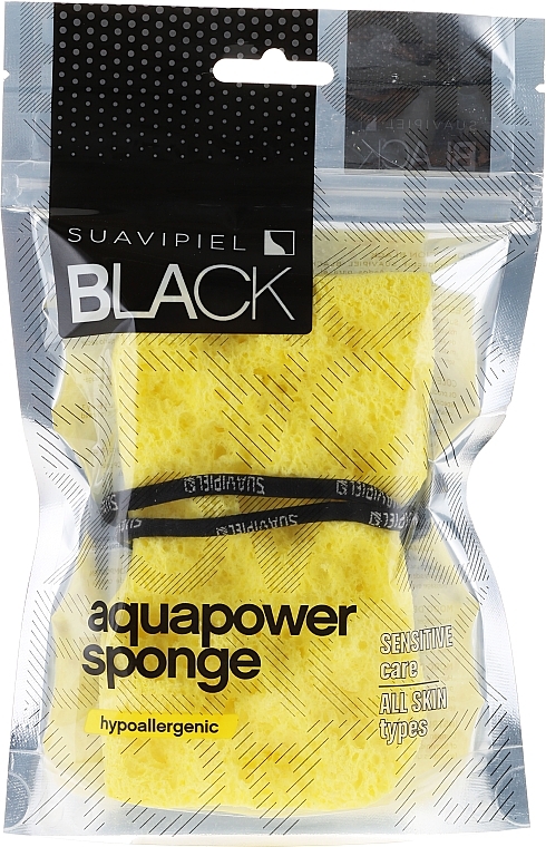 Men Shower Sponge, yellow - Suavipiel Black Aqua Power Sponge — photo N1