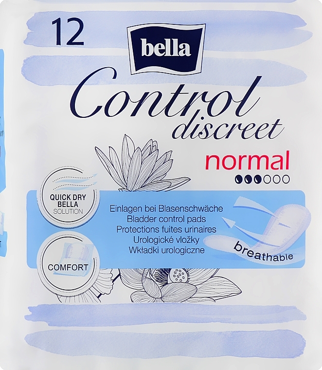 Women Bladder Control Pads, 12 pcs - Bella Control Discreet Normal Bladder Control Pads — photo N1