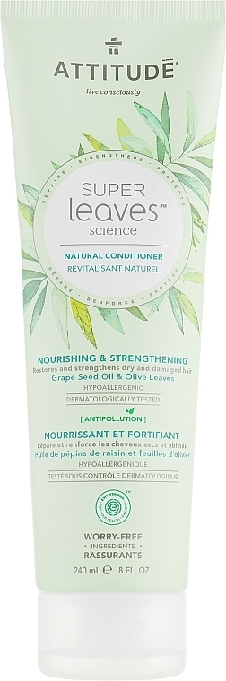 Damaged Hair Conditioner - Attitude Conditioner Nourishing & Strengthening Grape Seed Oil & Olive Leaves — photo N1