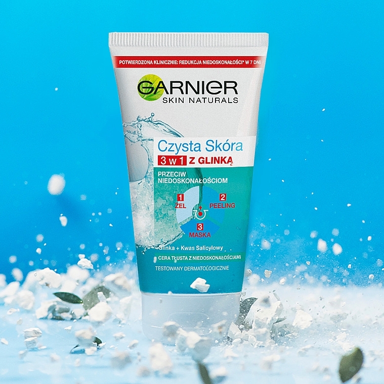 3 in 1 "Gel+Scrub+Mask. Clean Skin" - Garnier Skin Naturals — photo N2