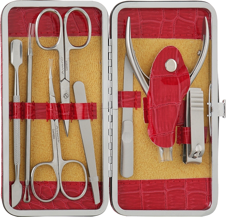 Manicure Set, 8 tools, red - Avenir Cosmetics — photo N2