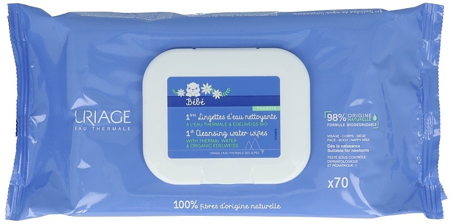 Cleansing Wipes with Thermal Water, 70 pcs - Uriage Baby 1st — photo N1