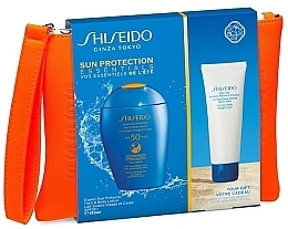 Fragrances, Perfumes, Cosmetics Set - Shiseido Sun Protection Essentials (lot/150ml + emuls/75ml + pouch)