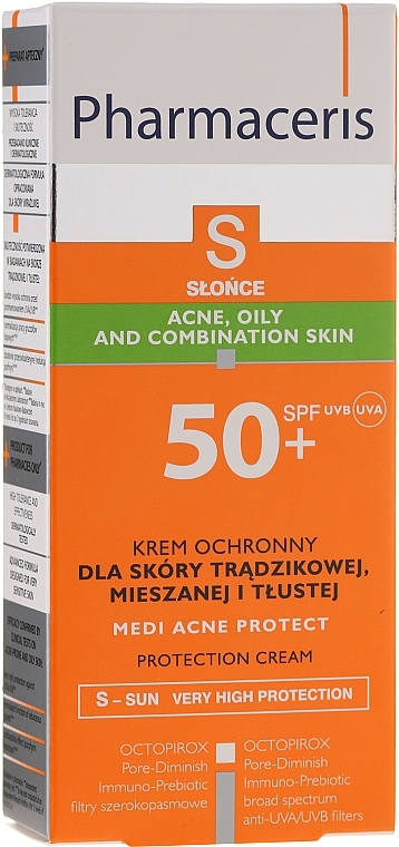 Sun Protection Cream for Acne-Prone Skin - Pharmaceris S Medi Acne Protect Cream SPF50 — photo N1