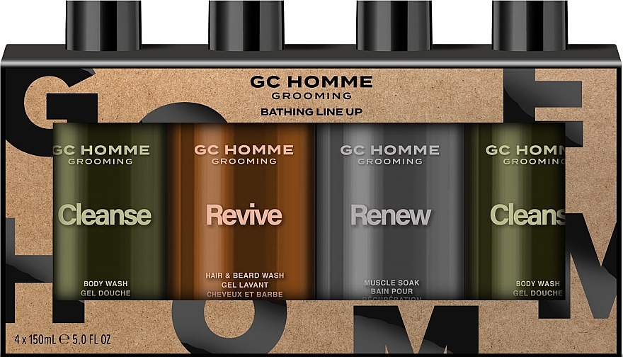 Set - Grace Cole GC Homme Grooming Bathing Line Up (b/wash/2x150ml + h/wash/150ml + muscle/soak/150ml) — photo N1