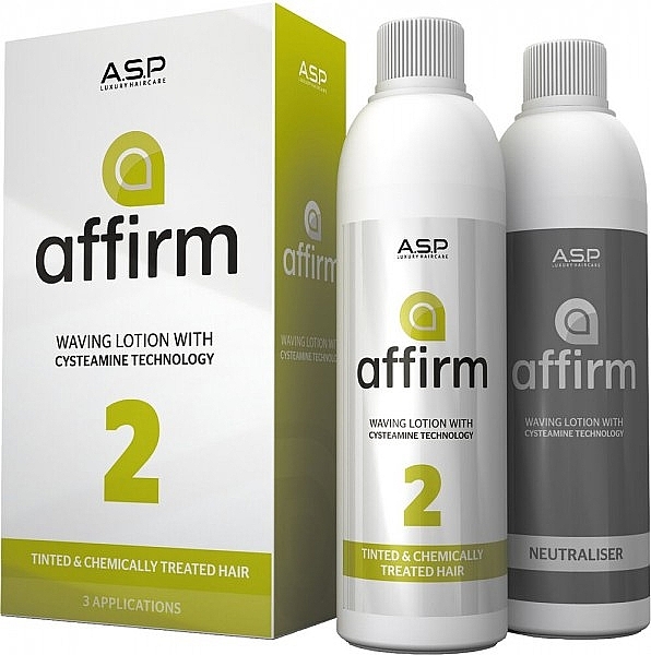 Cysteamine Perm for Delicate & Colored Hair - Affinage Affirm Perm with Cysteamine Technology 2 (lot/2x210ml) — photo N1