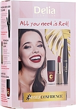 Fragrances, Perfumes, Cosmetics Set - Delia Cosmetics All You Need Is Red (lip/stick/4g + mascara/12ml + n/polish/11ml)