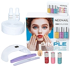 Fragrances, Perfumes, Cosmetics Set - NeoNail Professional Simple One Step Pro Starter Set (n/polish/3x7.2g + lamp + n/cln/50ml + rem/50ml + n/oil/15ml + accessories)