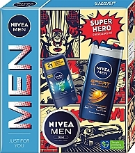 Set - Nivea Men Super Hero Set (sh/gel/500ml + deo/50ml + b/cr/75ml) — photo N1