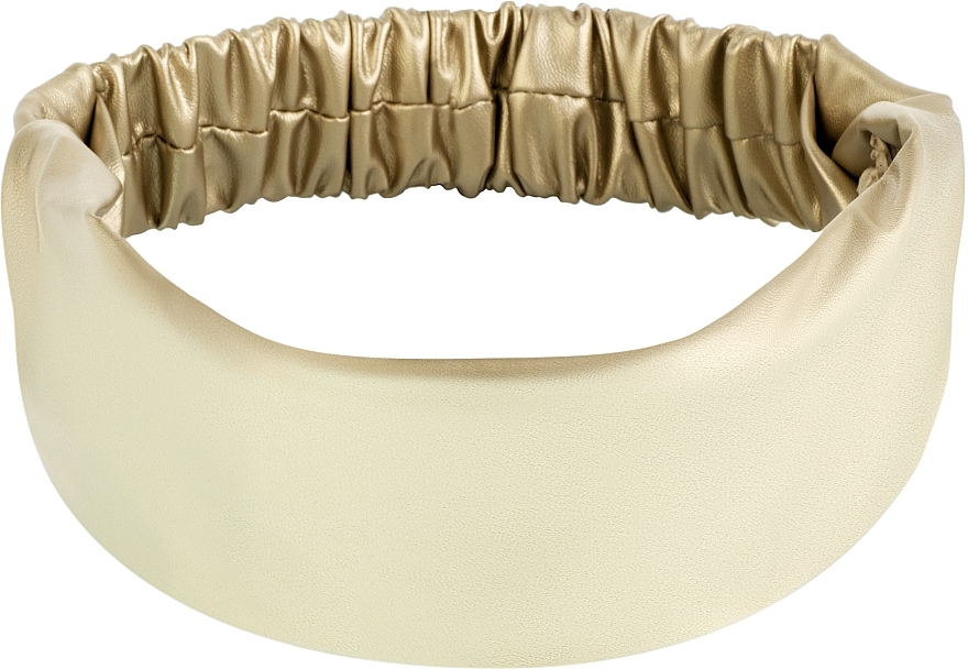 Headband, eco-leather, straight, gold "Faux Leather Classic" - MAKEUP Hair Accessories — photo N1