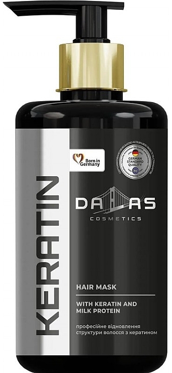 Keratin & Milk Protein Hair Cream Mask - Dalas Cosmetics Keratin Mask (with pump) — photo N1