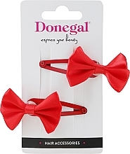 Fragrances, Perfumes, Cosmetics Hair Clips, 2 pcs, FA-5709, bow, red - Donegal