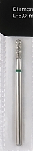 Diamond Nail File Drill Bit, rounded cylinder, L-8 mm, 2.3 mm, green - Head The Beauty Tools — photo N1
