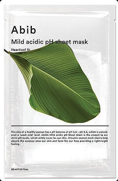 Soothing Face Mask - Abib Abib Mild Acidic pH Heartleaf Sheet Mask — photo N1