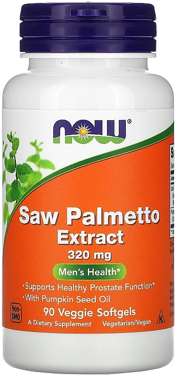 Saw Palmetto Extract, 320mg - Now Foods Saw Palmetto Extract with Pumpkin Seed Oil — photo N1