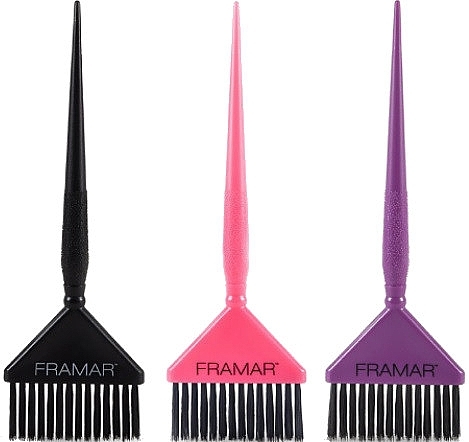 Wide Coloring Brushes, black, pink, purple - Framar Big Daddy Brush Set — photo N1