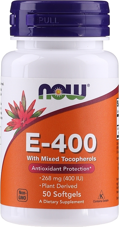 Vetamin E-400 with Mixed Tocopherols, capsules - Now Foods E-400 With Mixed Tocopherols Softgels — photo N1