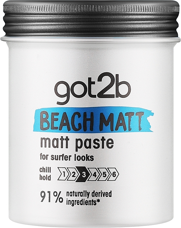 Mattifying Hair Paste - Got2b Beach Boy Matt Paste Chill Hold 3 91% Naturally Derived Ingredients — photo N1