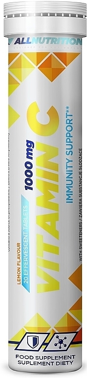 Lemon Flavor Vitamin C Effervescent Tablets - Allnutrition Vitamin C 1000mg — photo N1