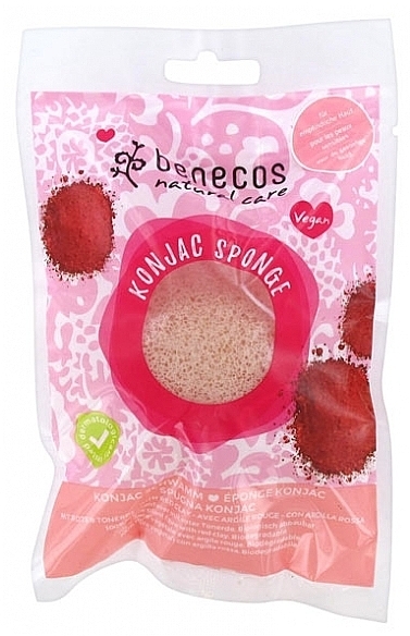 Facial Wash Sponge "Red Clay" - Benecos Natural Konjac Sponge Red Clay — photo N1