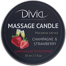 Hand & Body Massage Candle "Champagne & Strawberry", Di1570 (30 ml) - Divia Massage Candle Hand & Body Champagne & Strawberry Di1570 — photo N1