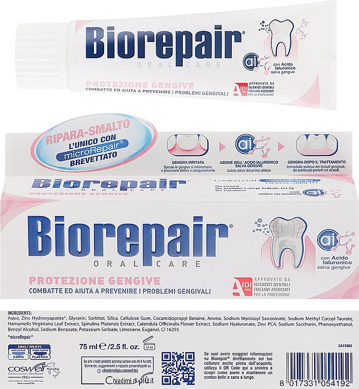 Set 'Gum Protection' - Biorepair (t/paste/75ml + mouthwash/500ml + dental/floss + t/brush) — photo N3