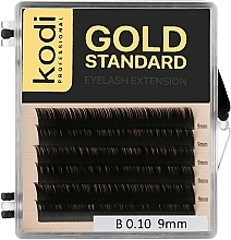 Gold Standart B 0.10 False Eyelashes (6 rows: 9 mm) - Kodi Professional — photo N1