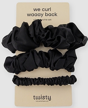 Hair Tie Set, 3 pcs. - Twisty We Curl Waaay Back Silk Hair Bands — photo N1