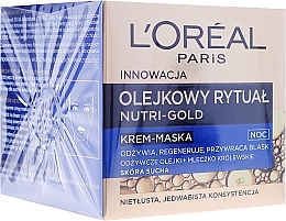 Fragrances, Perfumes, Cosmetics Night Face Cream - L'Oreal Paris Nutri Gold Night Cream-Mask