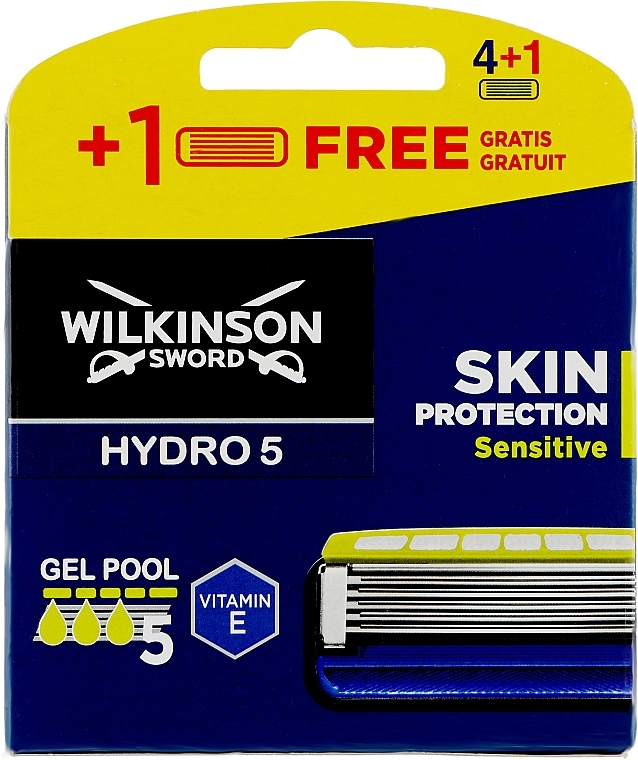 Blade Refill Set, 5 pcs - Wilkinson Sword Hydro 5 Skin Protection Sensitive Vitamin E — photo N1