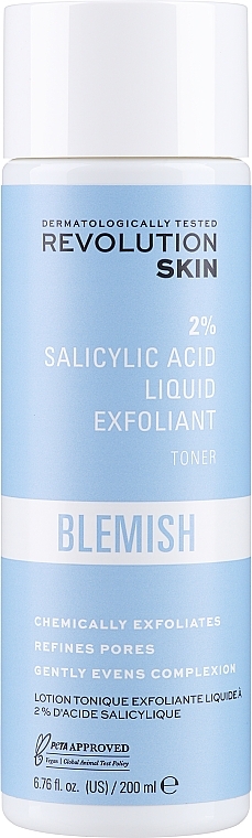 Face Toner with Salicylic Acid 2% - Revolution Skincare 2% Salicylic Acid BHA Anti Blemish Liquid Exfoliant Toner — photo N1