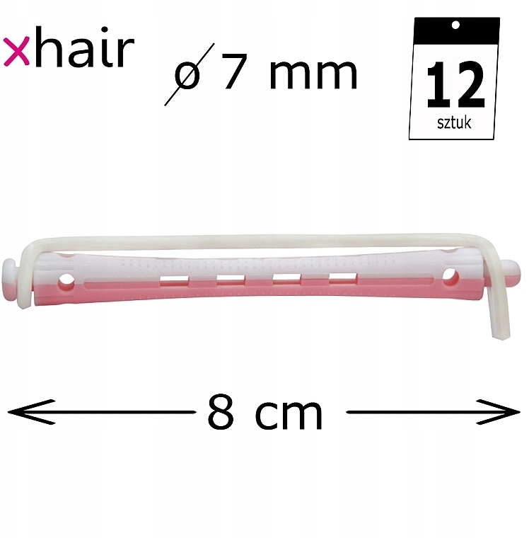 Cold Curling Rollers, d7 mm, white and pink, 12 pcs. - Xhair — photo N2