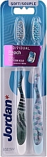 Fragrances, Perfumes, Cosmetics Toothbrush Individual Reach, soft, white fern + blue with abstract pattern - Jordan Individual Reach Soft