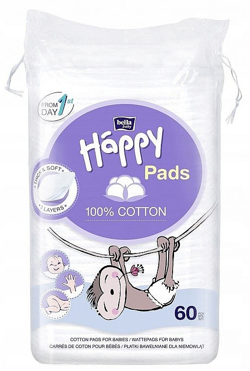 Baby Cotton Pads, 60 pcs - Bella Baby Happy Pads — photo N1