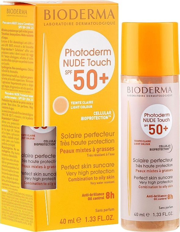 Tinted Sunscreen - Bioderma Photoderm Nude Touch Perfect Skin Suncare — photo N1
