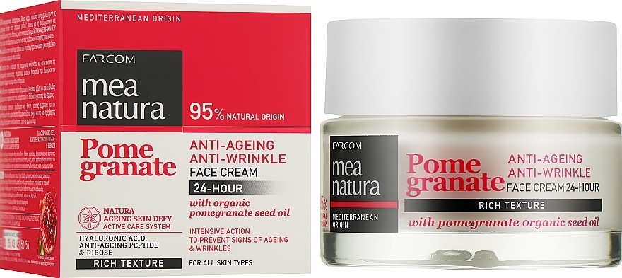 24H Anti-Aging Face Cream - Mea Natura Pomegranate 24H Anti-Ageing Face Cream Rich Texture — photo N3