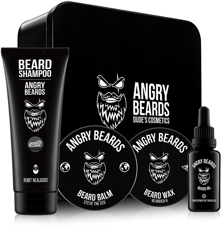 Set - Angry Beards The Traveller (beard/sham/250ml + b/oil/30ml + b/balm/50ml + b/wax/30ml) — photo N2