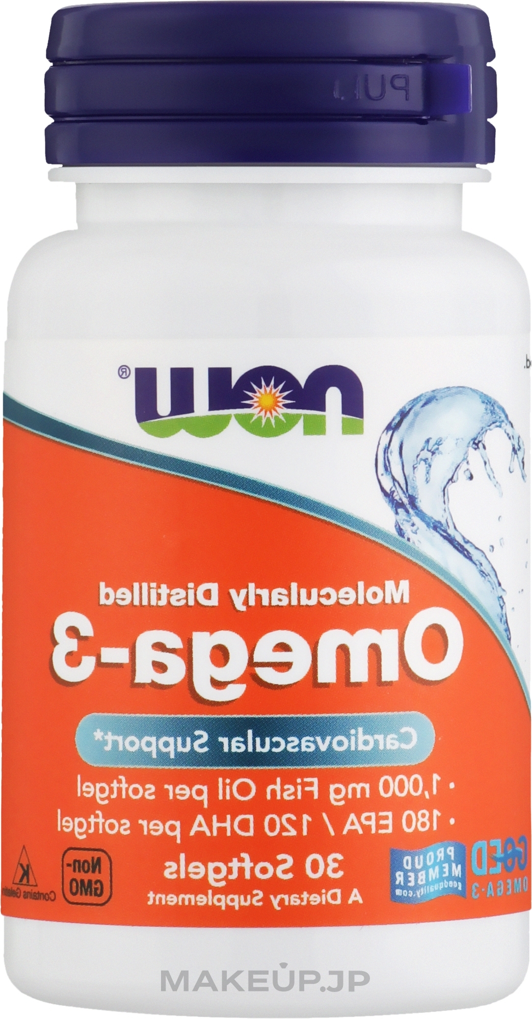 Molecularly Distilled Omega-3 - Now Foods Molecularly Distilled Omega-3 Cardiovascular Support — photo 30 pcs.