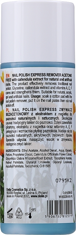 Nail Polish Remover for Natural and Artificial Nails - Delia Acetone Free Nail Polish Remover for Natural and Artificial Nails — photo N2