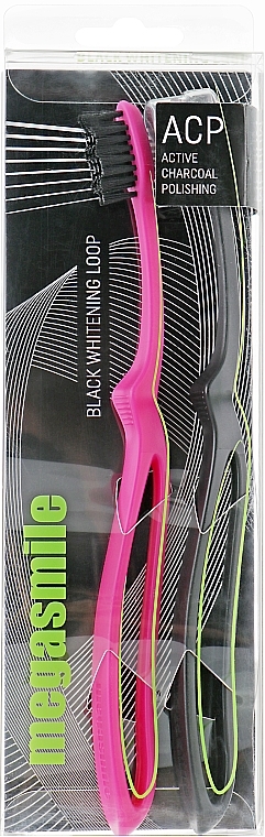 Black Whitening Loop Toothbrush, pink + black - Megasmile Black Whiteninng Loop — photo N1