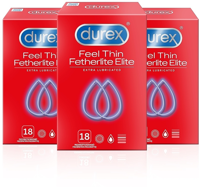 Condoms, 3x18 pcs - Durex Feel Thin Extra Lubricated — photo N1