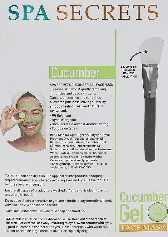 Set - Spa Secrets Cucumber Gel Face Mask (mask/140ml + brush/mask/1pcs) — photo N4