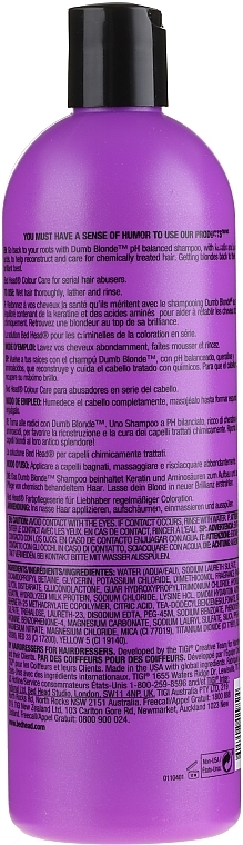 Bleached & Damaged Hair Shampoo - Tigi Bed Head Dumb Blonde Shampoo — photo N4