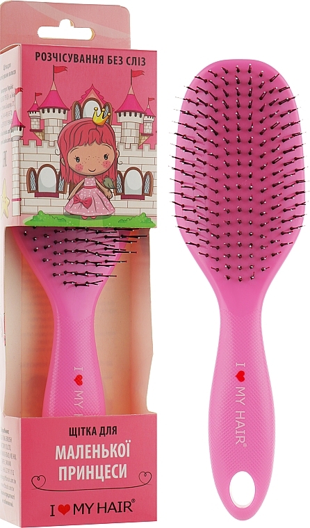 Kids Hair Brush "Spider", 12 rows, glossy, pink - I Love My Hair — photo N9