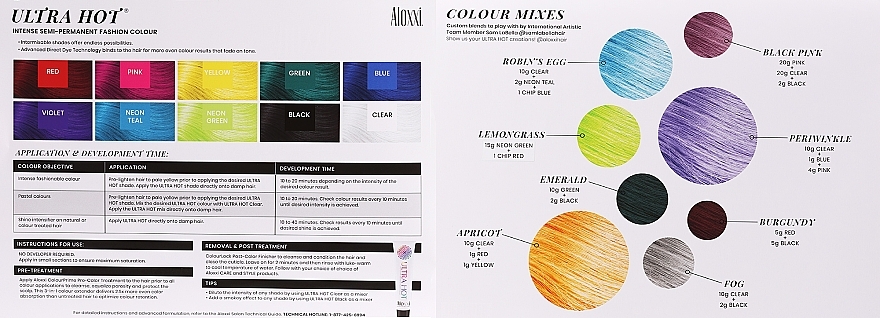 Hair Color Palette - Aloxxi Swatch Chart Ultra Hot Intense Semi-Permanent Fashion Colour — photo N2